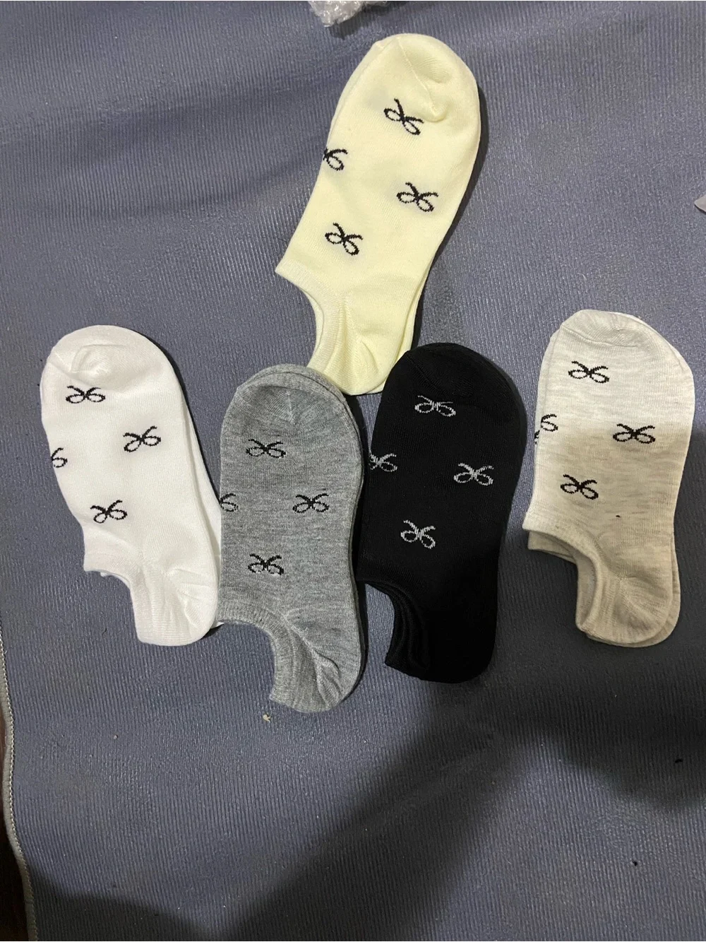 SHENHE Women's 5 Pairs Low Cut Ankle Socks Bow Patterned  M Multicolor
